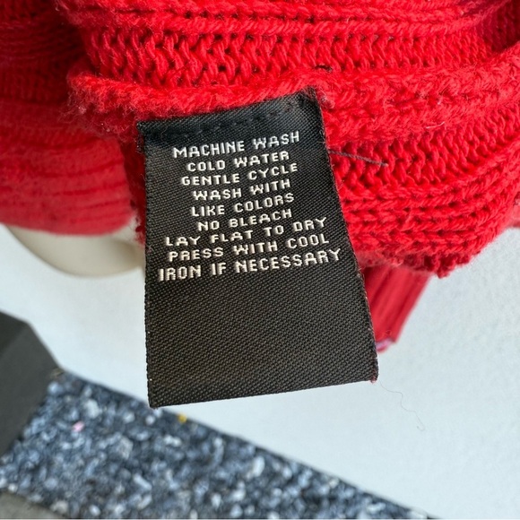 Ralph Lauren Red Hooded chunky Sweater Vintage Heavy Knit Large Cotton - Picture 6 of 12